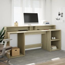 vidaXL Bureau met LED-verlichting 200x55x91 cm hout sonoma eikenkleur