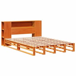 vidaXL Bed met boekenkast zonder matras hout wasbruin 150x200 cm