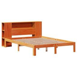vidaXL Bed met boekenkast zonder matras grenenhout wasbruin 140x200 cm