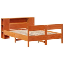 vidaXL Bed met boekenkast zonder matras grenenhout wasbruin 140x200 cm