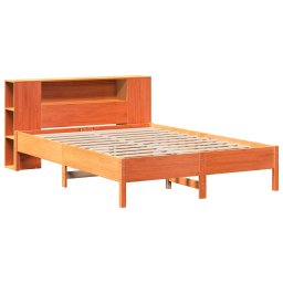 vidaXL Bed met boekenkast zonder matras grenenhout wasbruin 140x190 cm