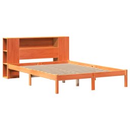 vidaXL Bed met boekenkast zonder matras grenenhout wasbruin 140x190 cm