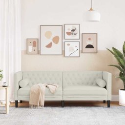 vidaXL Driezitsbank Chesterfield-stijl met bolsters fluweel crèmekleur