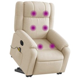 vidaXL Sta-op-massagestoel elektrisch verstelbaar stof crèmekleurig