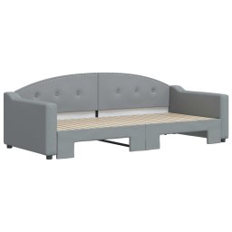 vidaXL Slaapbank met onderschuifbed 90x200 cm stof lichtgrijs
