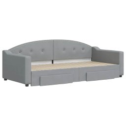 vidaXL Slaapbank met onderschuifbed en lades 90x200 cm stof lichtgrijs