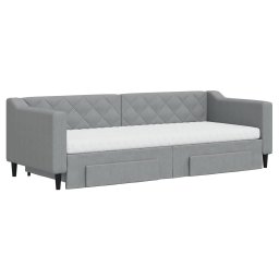 vidaXL Slaapbank met onderschuifbed en lades 80x200 cm stof lichtgrijs