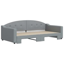 vidaXL Slaapbank met onderschuifbed 100x200 cm stof lichtgrijs