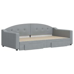 vidaXL Slaapbank onderschuifbed en lades 100x200 cm stof lichtgrijs