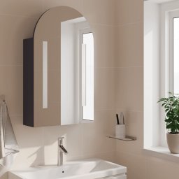 vidaXL Badkamerkast met spiegel en LED gebogen 42x13x70 cm grijs