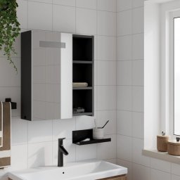 vidaXL Badkamerkast met spiegel en LED 45x13x52 cm zwart