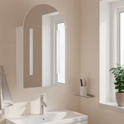 vidaXL Badkamerkast met spiegel en LED gebogen 42x13x70 cm wit
