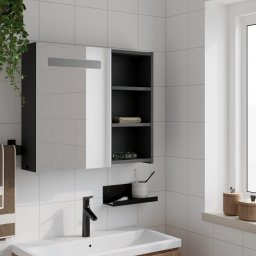 vidaXL Badkamerkast met spiegel en LED 60x13x52 cm zwart