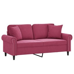 vidaXL Tweezitsbank met sierkussens 140 cm fluweel wijnrood