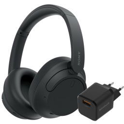 Sony WH-CH720N Zwart + BlueBuilt Quick Charge Oplader met Usb A Poort 18W Zwart
