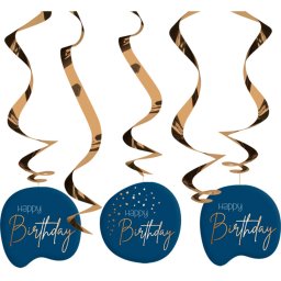 Swirls Happy Birthday Elegant True Blue (5st)