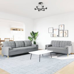 vidaXL 2-delige Loungeset met sierkussens stof lichtgrijs