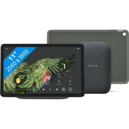 Google Pixel Tablet 256GB Wifi Grijs + Pixel Tablet Back Cover Grijs + Nest Audio Charcoal
