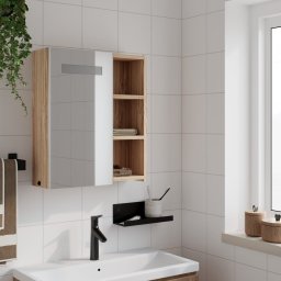 vidaXL Badkamerkast met spiegel en LED 45x13x52 cm eikenkleurig
