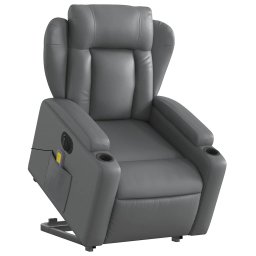 vidaXL Sta-op-massagestoel elektrisch kunstleer grijs