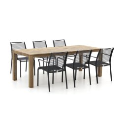 + 15% kassakorting | Apple Bee Hawaii/ROUGH-S 220cm dining tuinset 7-delig stapelbaar - Laagste prijsgarantie!