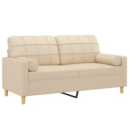 vidaXL Tweezitsbank met sierkussens 140 cm stof crèmekleurig