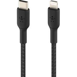 Belkin Braided iPhone Lightning naar USB-C kabel - 2m - zwart