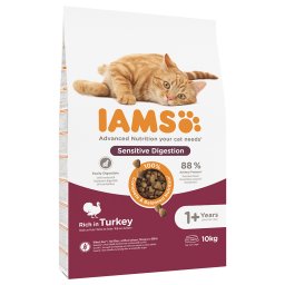 2x10kg Sensitive Digestion Adult & Senior Kalkoen IAMS for Vitality Kattenvoer