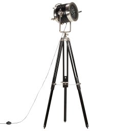 vidaXL Vloerlamp driepoot 171 cm massief mangohout zwart