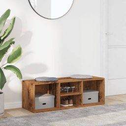 vidaXL Schoenenopbergbank 102x35x35 cm bewerkt hout oud houtkleurig