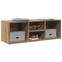 vidaXL Schoenenopbergbank 102x35x35 cm bewerkt hout artisanaal eiken