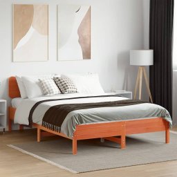 vidaXL Bed met matras massief grenenhout wasbruin 140x190 cm