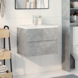 vidaXL 2-delige Badkamermeubelset bewerkt hout betongrijs