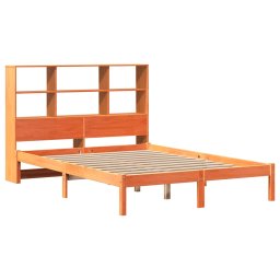 vidaXL Bed met boekenkast zonder matras grenenhout wasbruin 120x200 cm