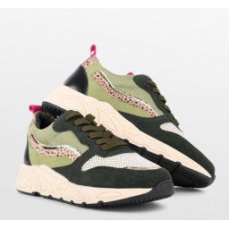 PS Poelman Dames - CAROCEL -maat 41- Imitatie Leren Suedè PU Runner Sneakers met Beige Profielzool -
