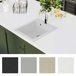 vidaXL Spoelbak opbouw enkele bak graniet wit
