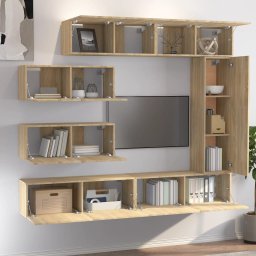 vidaXL 7-delige Tv-meubelset bewerkt hout sonoma eikenkleurig