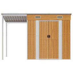 vidaXL Tuinschuur met verlengd dak 277x107x181 cm staal lichtbruin