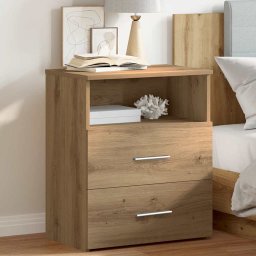 vidaXL Nachtkastje 50x32x60 cm bewerkt hout artisanaal eikenkleurig