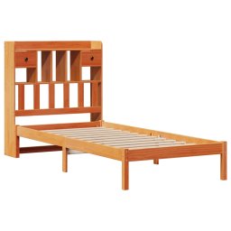 vidaXL Bed met boekenkast zonder matras grenenhout wasbruin 75x190 cm