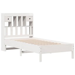 vidaXL Bed met boekenkast zonder matras grenenhout wit 75x190 cm