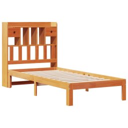 vidaXL Bed met boekenkast zonder matras grenenhout wasbruin 75x190 cm