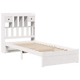 vidaXL Bed met boekenkast zonder matras grenenhout wit 75x190 cm