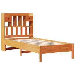 vidaXL Bed met boekenkast zonder matras grenenhout wasbruin 100x200 cm