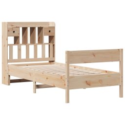 vidaXL Bed met boekenkast zonder matras massief grenenhout 75x190 cm