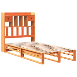 vidaXL Bed met boekenkast zonder matras grenenhout wasbruin 100x200 cm