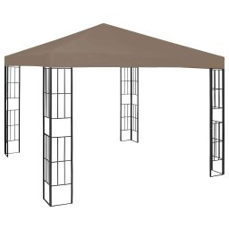 vidaXL Prieel met LED-lichtslinger 3x3 m taupe