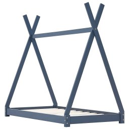 vidaXL Kinderbedframe massief grenenhout grijs 80x160 cm