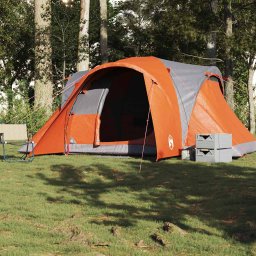vidaXL Koepeltent 6-persoons waterdicht grijs en oranje