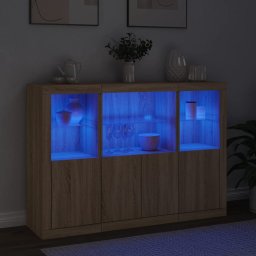 vidaXL Dressoirs met LED-verlichting 3 st bewerkt hout sonoma eiken